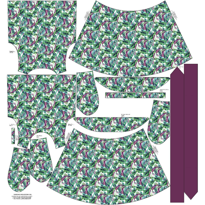 DRESS "EMMA" - LEAVES AND INSECTS PAT. 1 (TROPICAL NATURE) / black - Viscose jersey with elastane S