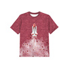 KINDER T-SHIRT- RAUMSCHIFF (WELTRAUMEXPEDITION) / ACID WASH DUNKELROT - Single Jersey (92/98)