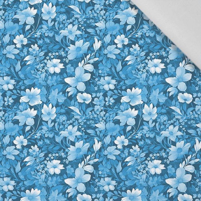 TRANQUIL BLUE / FLOWERS - tkanina wiskozowa