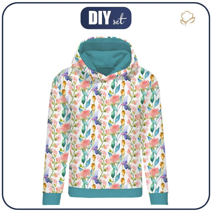 CLASSIC WOMEN’S HOODIE (POLA) - MEADOW PAT. 3 (IN THE MEADOW) - looped knit fabric - S