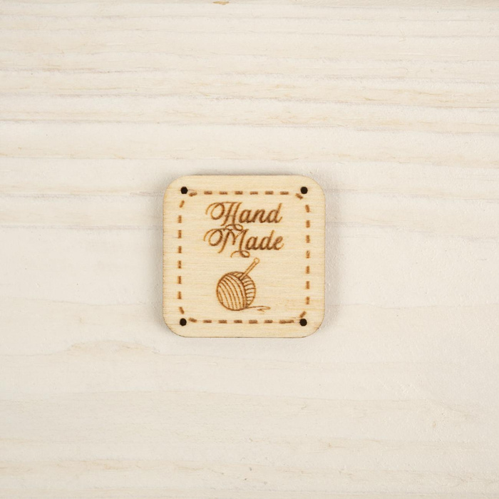 Wooden label square - HAND MADE / ball  
