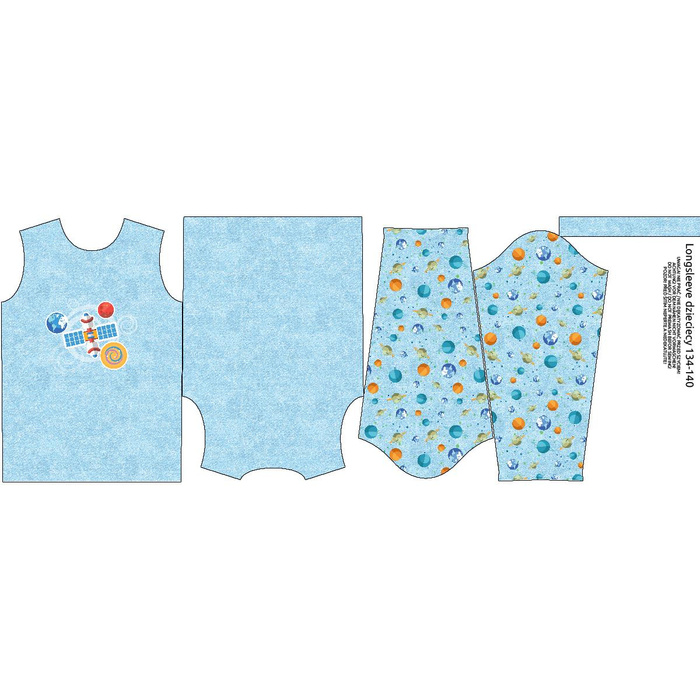 LONGSLEEVE - SATTELIT (WELTRAUMEXPEDITION) / ACID WASH HELLBLAU - Single Jersey (122/128)