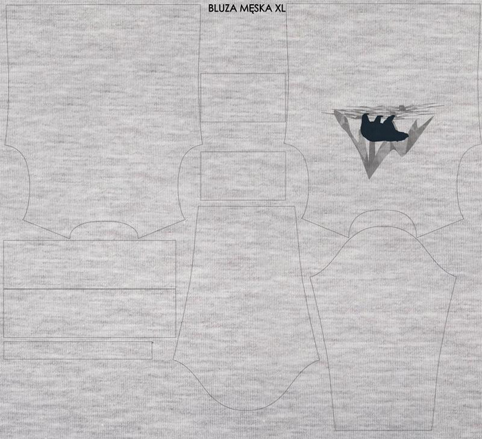 MEN’S SWEATSHIRT - BEAR (ADVENTURE) / melange light  grey - Elastic brushed knit fabric XXL