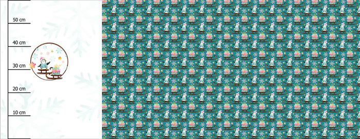 PINGUIN MIT GESCHENK / Schlitten (WEIHNACHTSPINGUINE) - panoramisches Paneel 60 cm