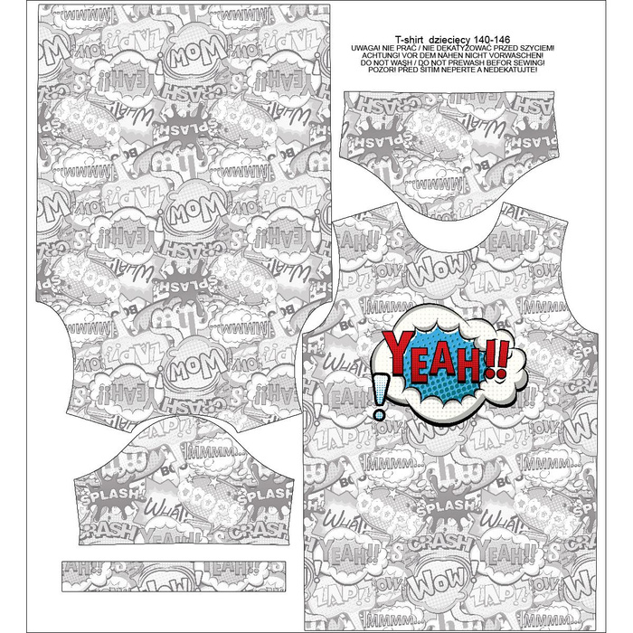 T-SHIRT DZIECIĘCY - KOMIKS / yeah (niebiesko - czerwony) - single jersey (92/98)
