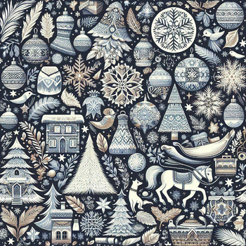 Vintage Christmas wz.25 - Cotton woven fabric