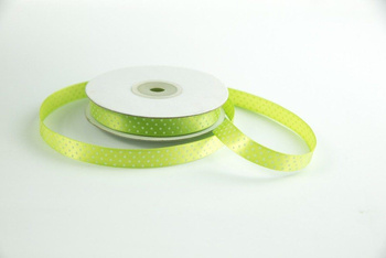 Tasiemka satynowa w kropki 12mm jasna zielona, pistacjowa
