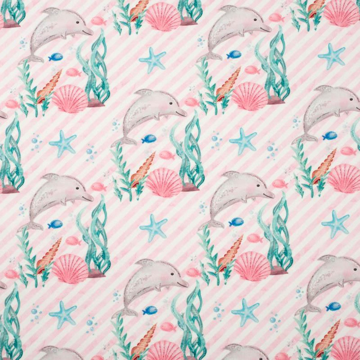 DOLPHINS / STRIPES (MAGICAL OCEAN) / pink