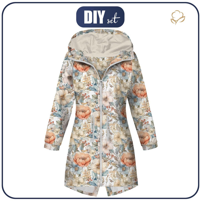 PARKA DAMSKA (ANNA) -  PASTEL FLOWERS WZ.15   - softshell L