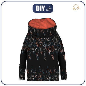 BLUZA DAMSKA (FURIA) NIETOPERZ Z KOMINEM - LISTKI WZ. 3 / czarny - dzianina pętelkowa ITY - M