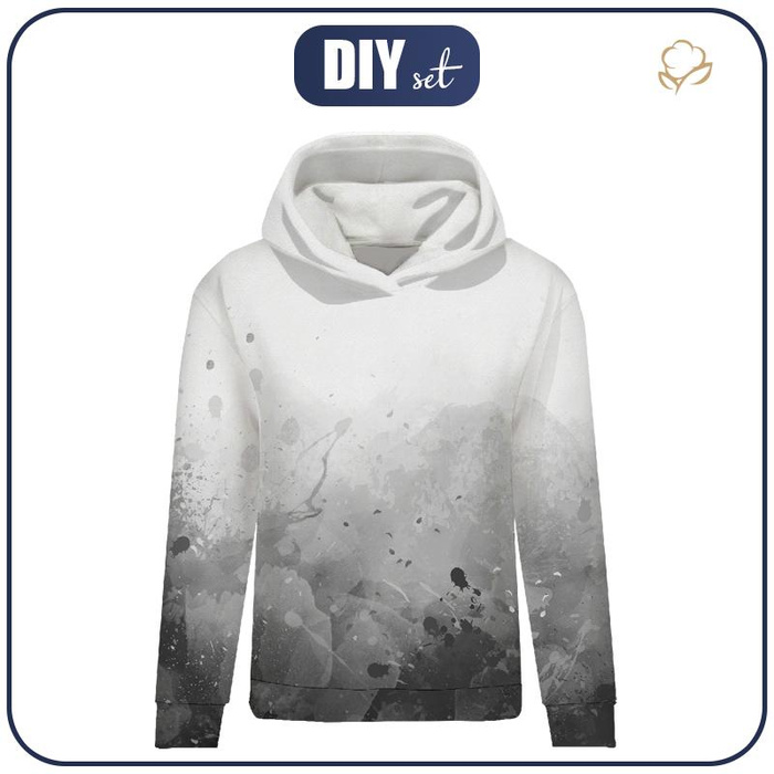CLASSIC WOMEN’S HOODIE (POLA) - SPECKS (grey) - looped knit fabric 