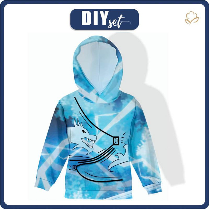 BLUE NINJA HODDIE (86/92) - looped knit fabric