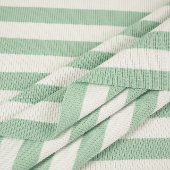 Rib Jersey fabric Unicolour - STRIPES / MINT 