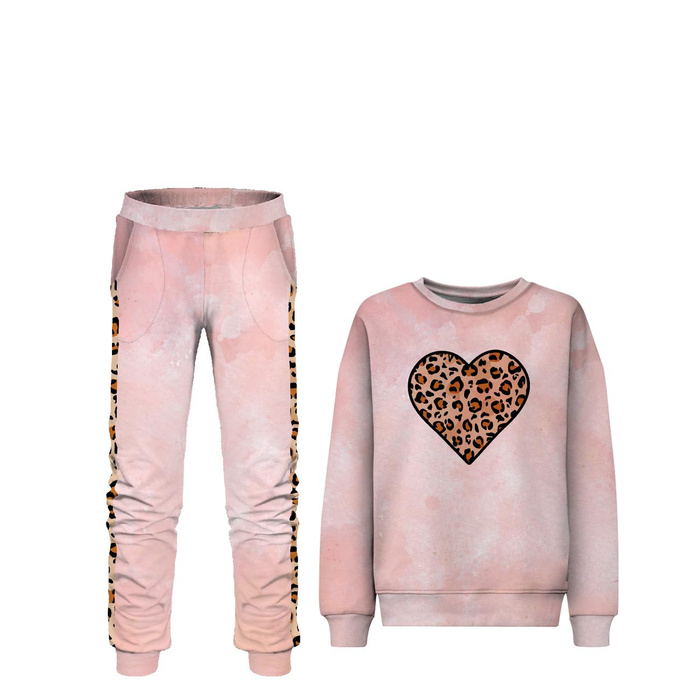 Children's tracksuit (MILAN) - HEART / SPOTTS - sewing set (98/104)