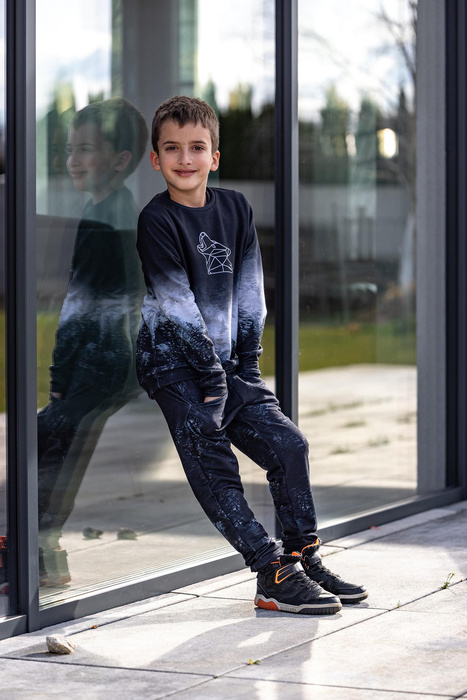 Children's tracksuit (MILAN) - LADYBIRDS IN THE MEADOW (IN THE MEADOW) - looped knit fabric (110/116)