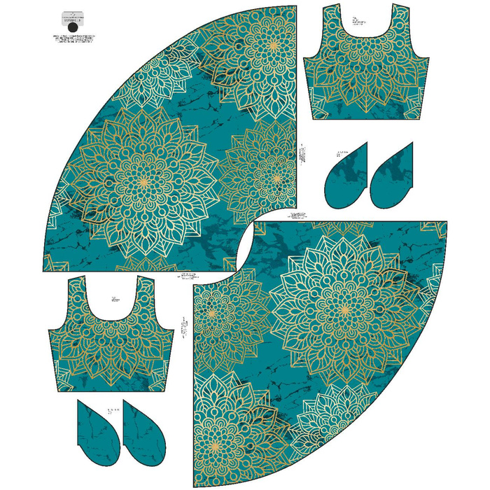 DRESS "ISABELLE" - MANDALA pat. 5 / emerald - sewing set S