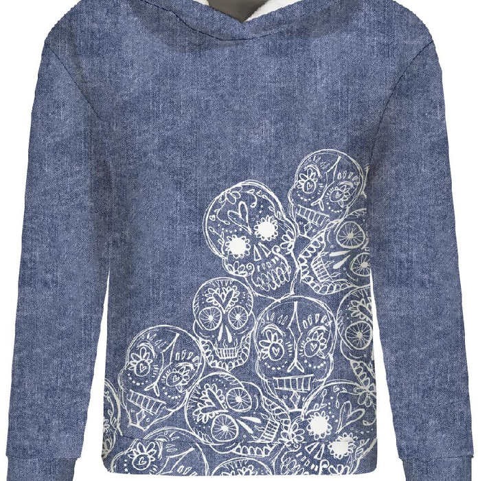 BLUZA DAMSKA (POLA) CLASSIC Z KAPTUREM - CZACHY wz. 5 (DIA DE LOS MUERTOS) - dzianina pętelkowa XXXL
