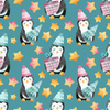 PENGUINS / STARS (CHRISTMAS PENGUINS) - Cotton woven fabric