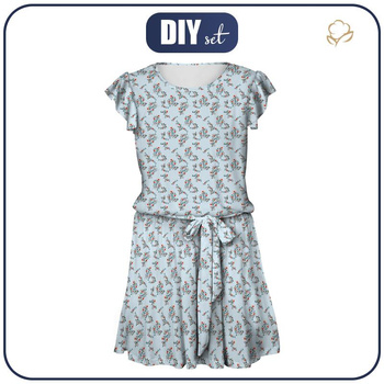 SUKIENKA "EMMA" - BRATKI I MOTYLKI / błekitny - Jersey wiskozowy z elastanem S