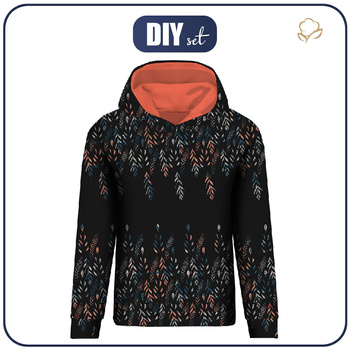 DÁMSKA MIKINA (POLA) CLASSIC S KAPUCÍ - LISTY VZ. 3 / CERNY - teplákovina ITY