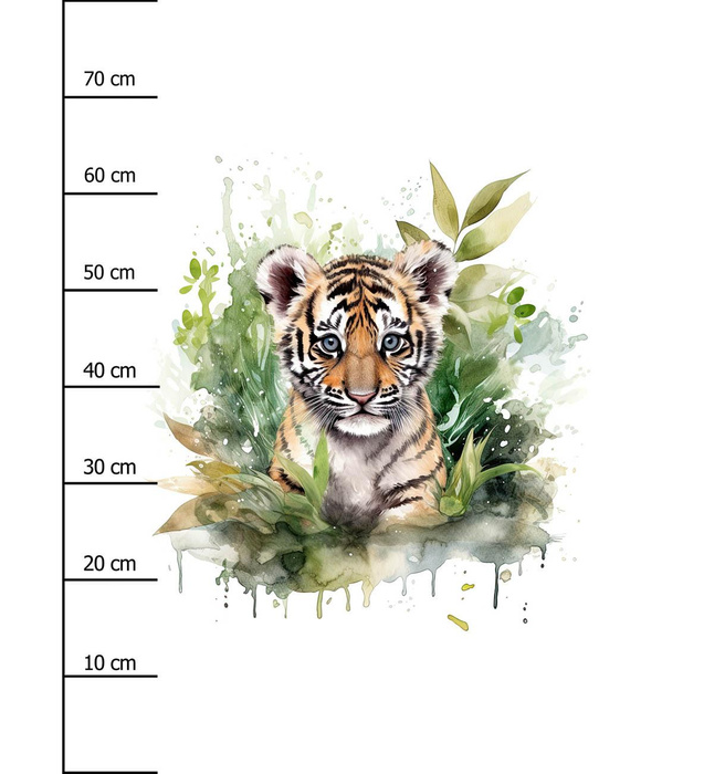 WATERCOLOR TIGER - Panel (75cm x 80cm) teplákovina počesaná s elastanem ITY