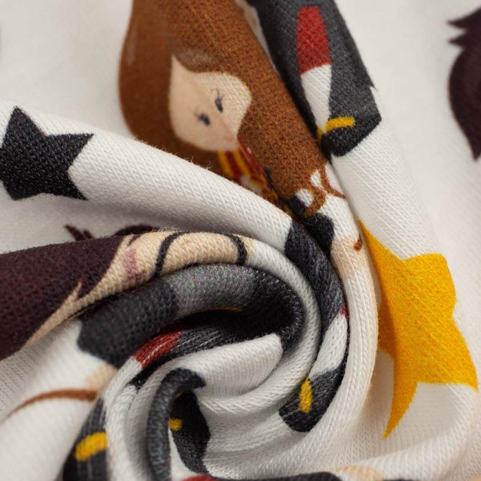 MAGICAL FRIENDS pat. 2 (MAGIC SCHOOL) / white - Cotton woven fabric