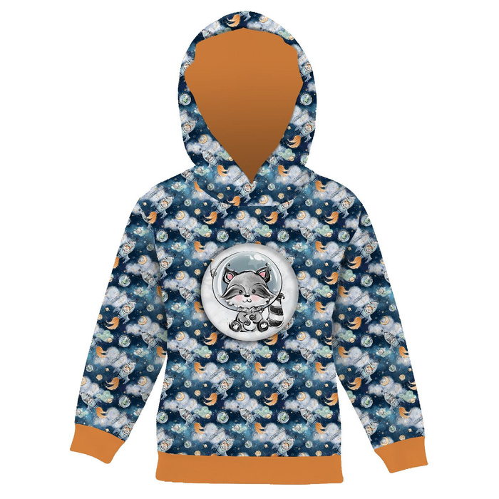 KID'S HOODIE (ALEX) - SPACE CUTIES pat. 1 (CUTIES IN THE SPACE) - looped knit fabric (98/104)