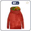 SNOOD SWEATSHIRT (FURIA) - RED SPECKS / FLOWER JUNGLE - looped knit fabric ITY - XXL