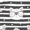 KATZEN MIT BRILLEN / grau - bio single jerset mit Elastan TE210 Sommersweat