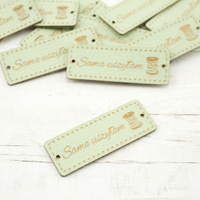 Sama uszyłam label - bobbin 1,5x4 cm - lime cream