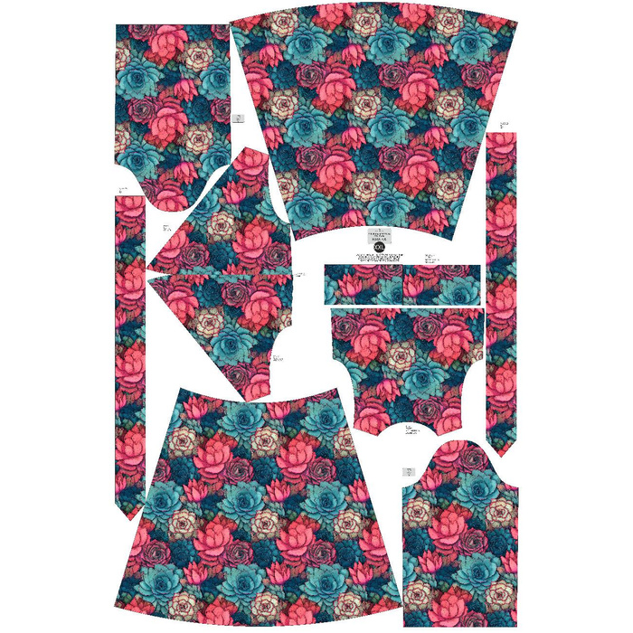 WRAP MIDI DRESS (BIANCA) - SUCCULENT PLANTS PAT. 6 - sewing set L