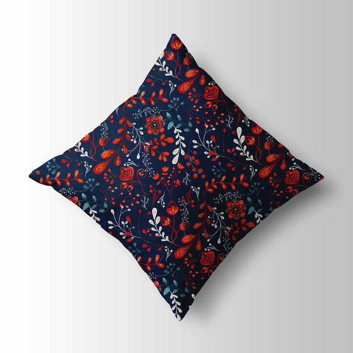 FOLK FLORAL M. 1 / rot (FOLK WALD)- Single Jersey mit Elastan ITY