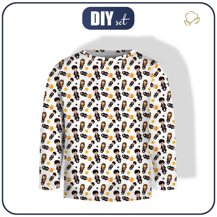 LONGSLEEVE - MAGISCHE FREUNDE M. 2 (ZAUBERSCHULE) / weiß - Nähset (110/116)