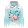 CLASSIC WOMEN’S HOODIE (POLA) - FLAMINGOS pat. 2 - looped knit fabric - XL