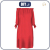 DRESS "CARMEN" - WHITE DOTSIES / red - crepe XXL