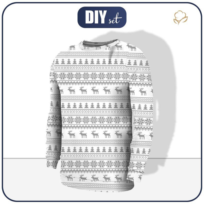 MEN’S SWEATSHIRT - REINDEERS PAT. 2 / light grey - thick looped knit XL