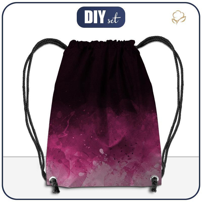 GYM BAG - SPECKS (fuchsia) / black - sewing set