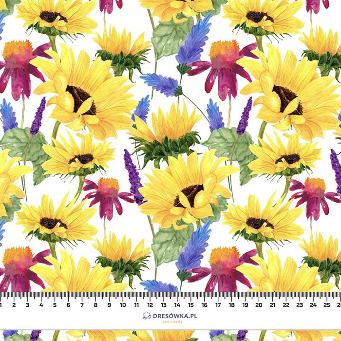 SUNFLOWERS pat. 4 (BLOOMING MEADOW) - Waterproof woven fabric