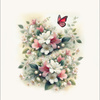 PASTEL BLOOM WZ. 1 - Panel (60cm x 50cm) Polster- Velours