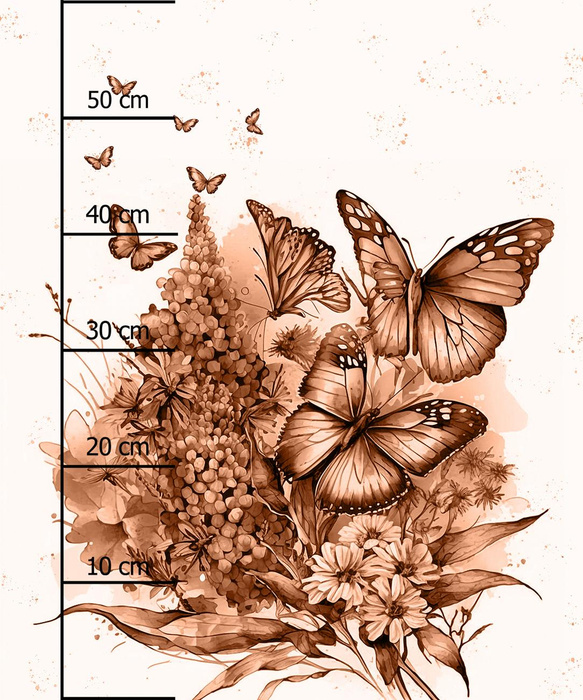 BEAUTIFUL BUTTERFLY WZ. 1 / peach fuzz - PANEL (60cm x 50cm) tkanina bawełniana