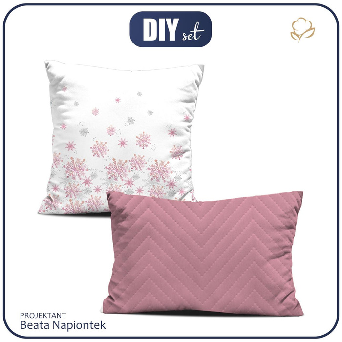 OZDOBNÉ POLŠTÁŘE - RŮŽOVA SNĚHOVÉ VLOČKY vz. 2