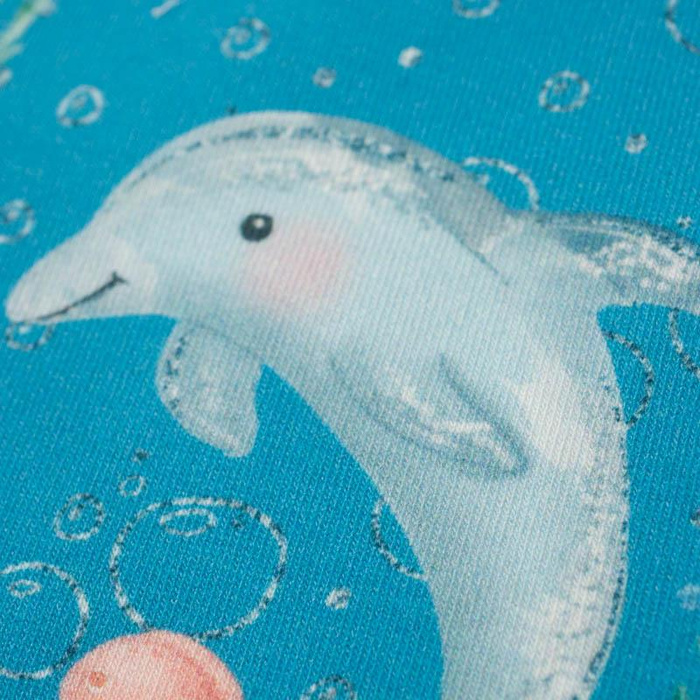 DOLPHINS pat. 3 (MAGICAL OCEAN) / blue - single jersey with elastane 