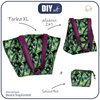 XL bag with in-bag pouch 2 in 1 - MINI LEAVES AND INSECTS PAT. 4 (TROPICAL NATURE) / black - sewing set