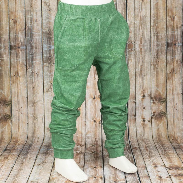 CHILDREN'S JOGGERS (LYON) - ACID WASH / GREEN - looped knit fabric (122/128)