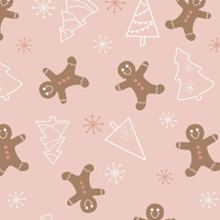 LEBKUCHENMÄNNCHEN (WEIHNACHTSLEBKUCHEN) / altrosa - Baumwoll Webware