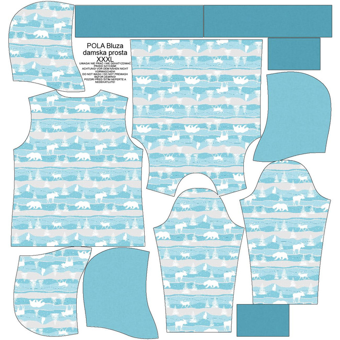 BLUZA DAMSKA (POLA) CLASSIC Z KAPTUREM - ALASKA / błękitny - dzianina pętelkowa XXXL