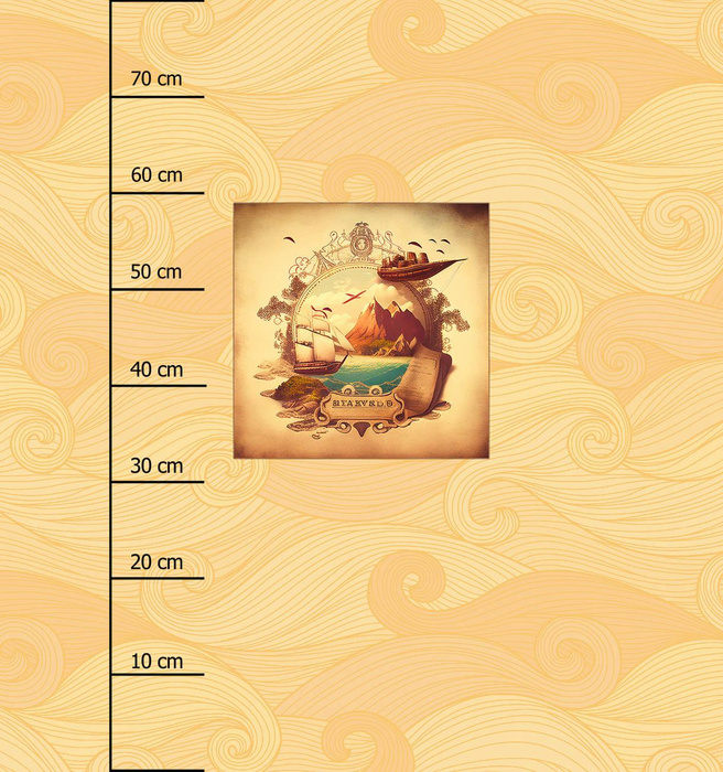 TRAVEL TIME PAT. 11 - panel (75cm x 80cm) SINGLE JERSEY PANEL