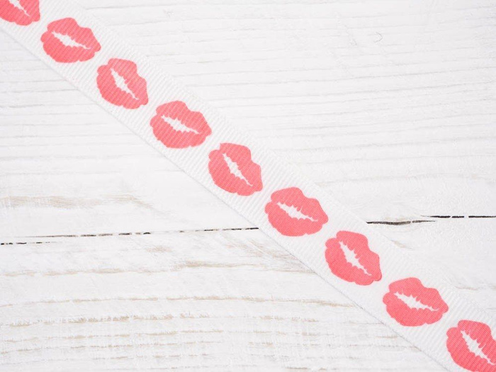 Ripsband rose Lippen - 15mm