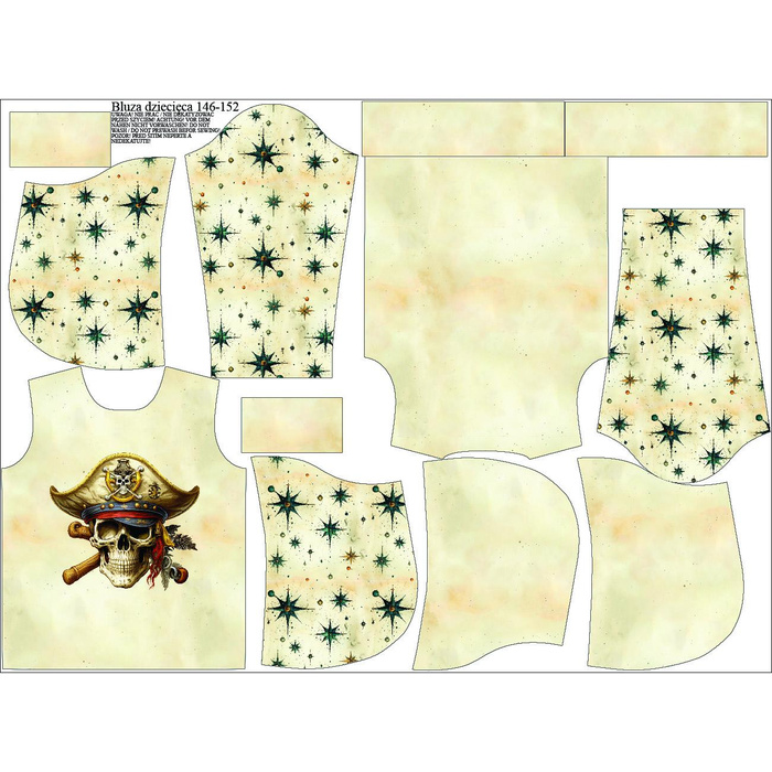 KID'S HOODIE (ALEX) - pirat  - looped knit fabric (122/128)