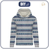 BLUZA DAMSKA (POLA) CLASSIC Z KAPTUREM - RENIFERY wz. 3 / granatowy (NORWESKIE WZORY) - dzianina pętelkowa L